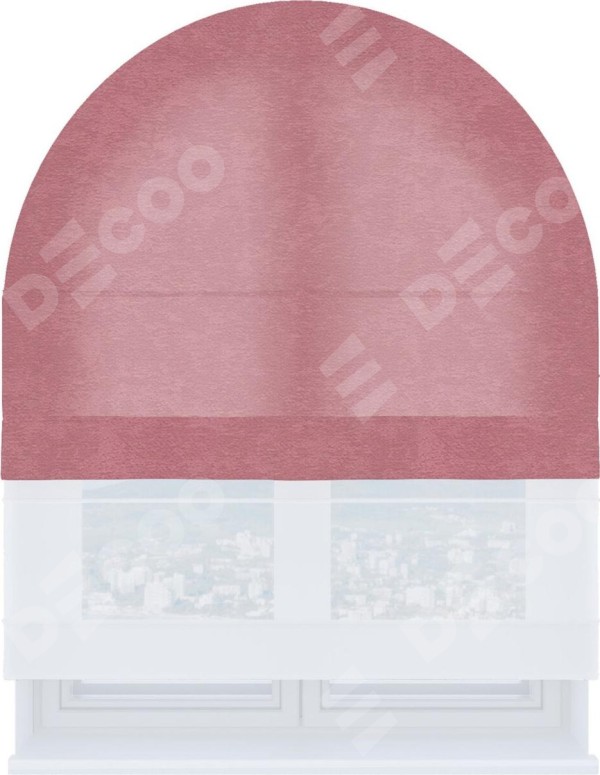 Римская штора «Кортин» день-ночь для арочного проёма, ткань софт однотонный розовый