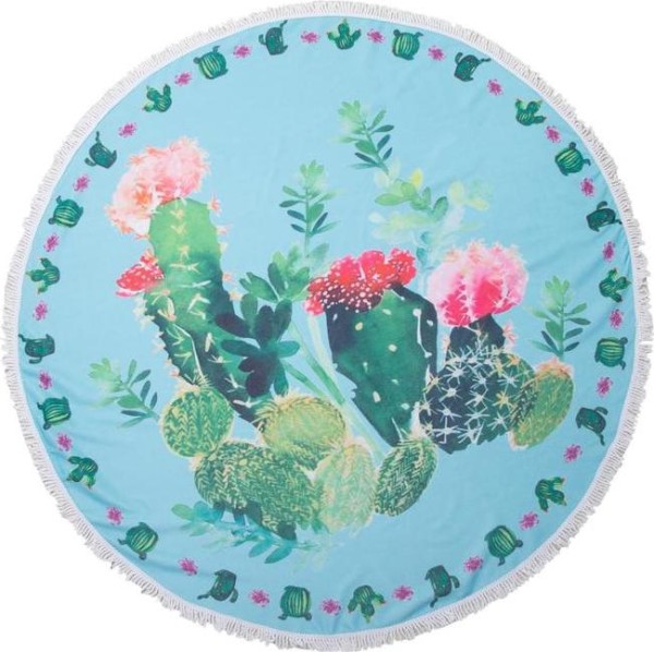 Полотенце пляжное Этель "Кактусы", d 150 см, микрофибра, 100% п/э