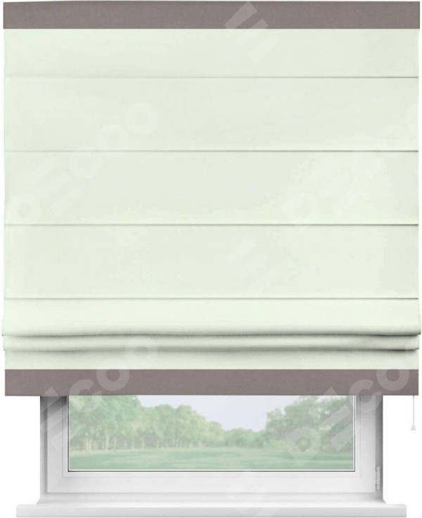 Римская штора «Кортин» с кантом Горизонт, для проема, ткань вельвет кремовый