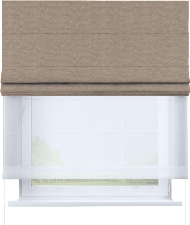 Римская штора «Кортин» день-ночь, ткань лён димаут, светло-бежевый
