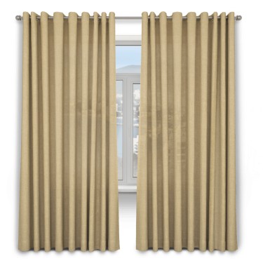 Шторы на люверсах ткань лён тёмно-бежевый