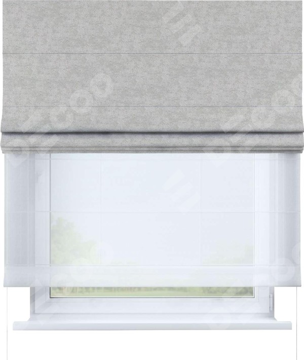 Римская штора «Кортин», софт мрамор светло-серый, день-ночь