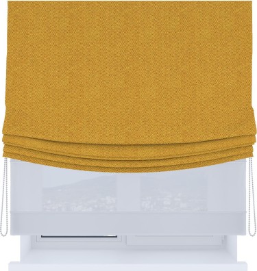 Римская штора «Кортин», день-ночь с мягкими складками, твид блэкаут медово-желтый