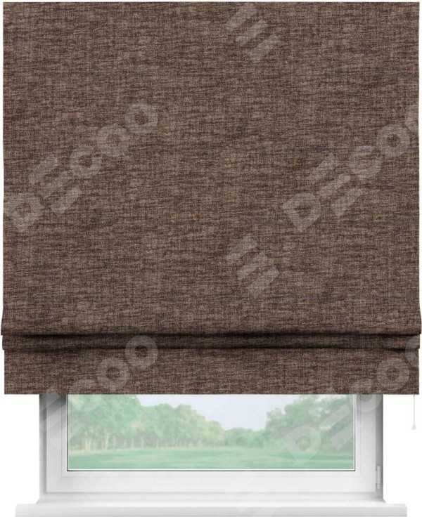Римская штора «Кортин», рогожка димаут коричневый, для проёма