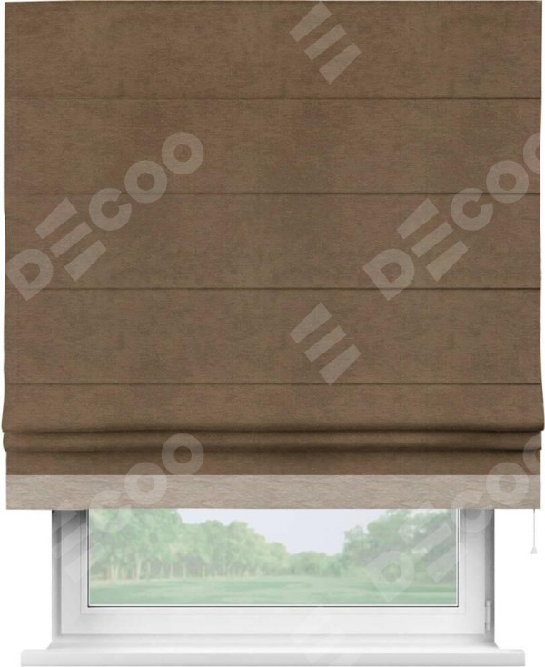 Римская штора «Кортин» с кантом Джестер, для проема, ткань софт однотонный бронзовый