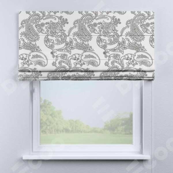 Римская штора «Кортин» для проема «Светлый пейсли»