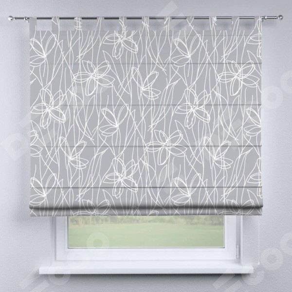 Римская штора на петлях «Нарисованные цветы»