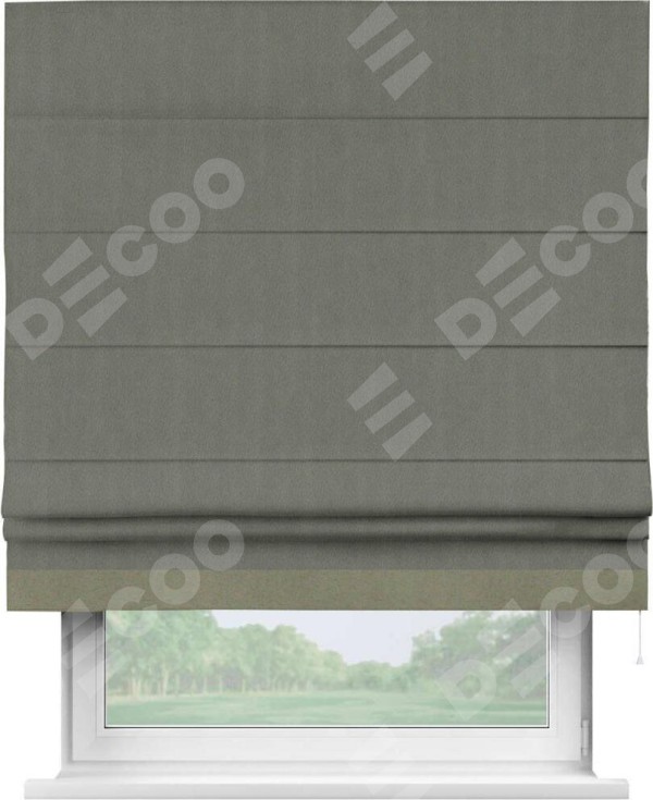 Римская штора «Кортин» с кантом Джестер, для проема, ткань блэкаут однотонный тёмно-серый