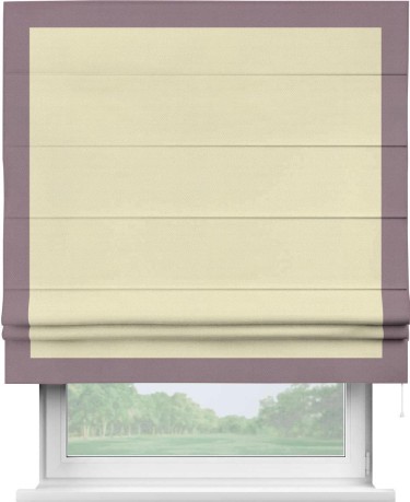 Римская штора «Кортин» с кантом Чесс, для проема, ткань блэкаут однотонный бежевый