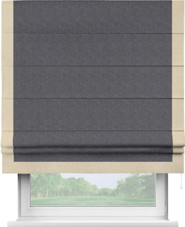 Римская штора «Кортин» с кантом Виктория, для проема, ткань софт однотонный графит