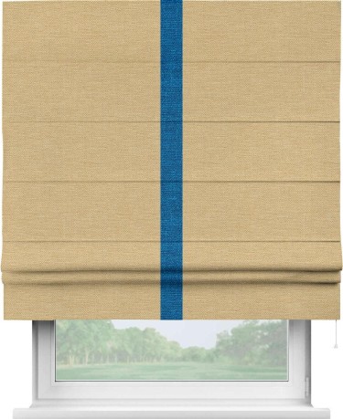 Римская штора «Кортин» с кантом Хайвэй, для проема, ткань лён темно-бежевый