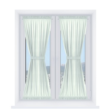 Штора песочные часы «Кортин», ткань блэкаут однотонный молочный