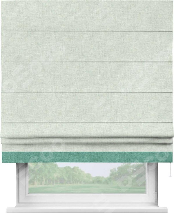 Римская штора «Кортин» для проёма, лён топлёное молоко, с кантом Джестер