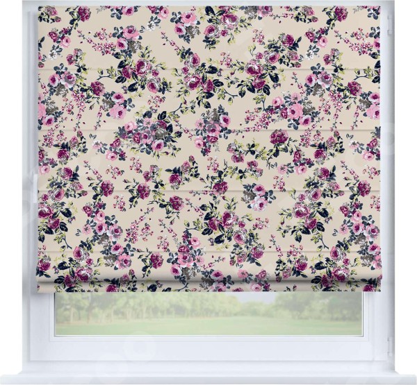 Римская штора «Кортин» на створку «Россыпь розовых цветов»