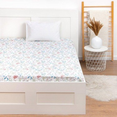 Простыня на резинке LoveLife 180*200*25см, "Flowers", 100% хлопок, сатин, 125г/м²