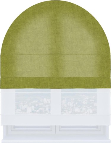 Римская штора «Кортин», канвас зелёное яблоко, день-ночь для арочного проёма