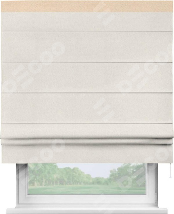 Римская штора «Кортин» с кантом Кинг, для проема, ткань блэкаут с блеском светло-серый