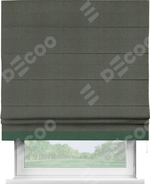 Римская штора «Кортин» с кантом Джестер, для проема, ткань лён димаут, графит