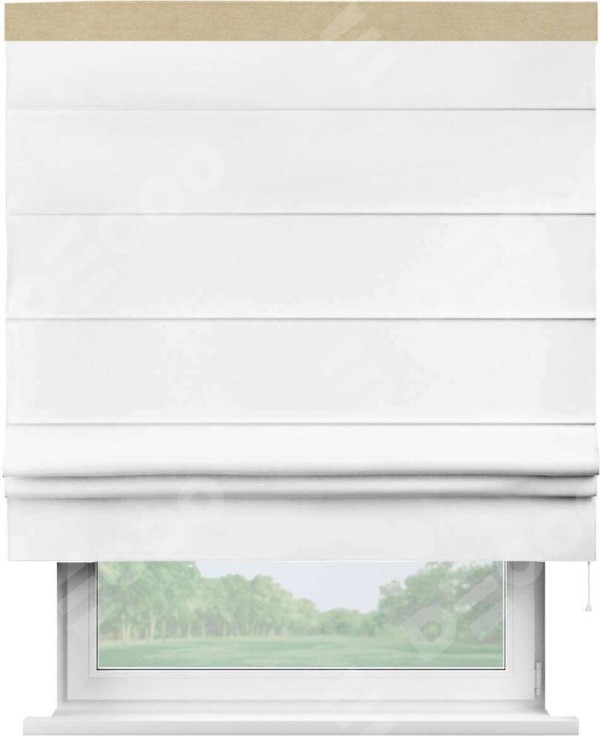 Римская штора «Кортин» с кантом Кинг, для проема, ткань вельвет белоснежный