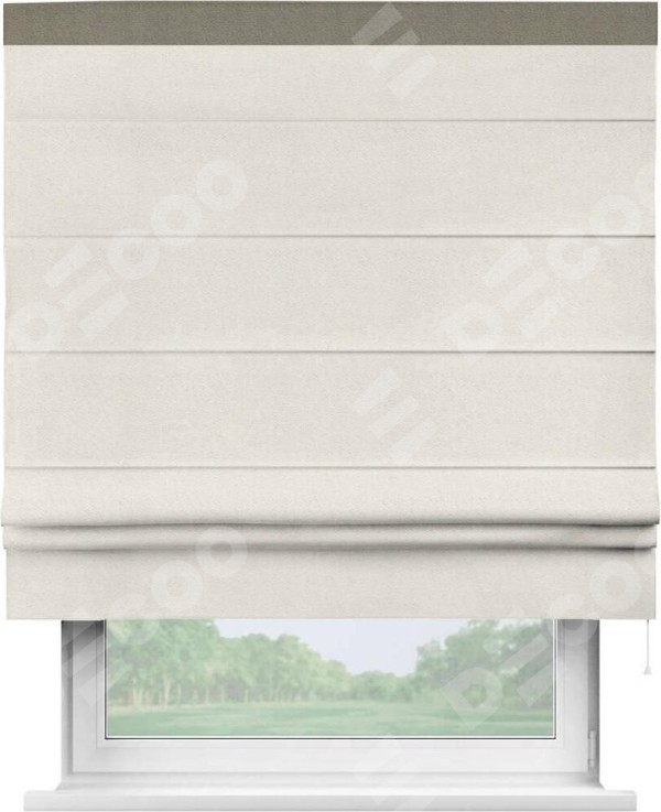 Римская штора «Кортин» с кантом Кинг, для проема, ткань блэкаут с блеском светло-серый