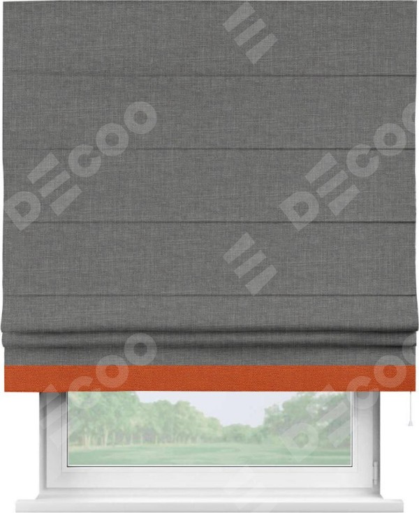 Римская штора «Кортин» с кантом Джестер, для проема, лён тёмно-серый