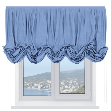 Австрийская штора «Кортин», вельвет васильковый