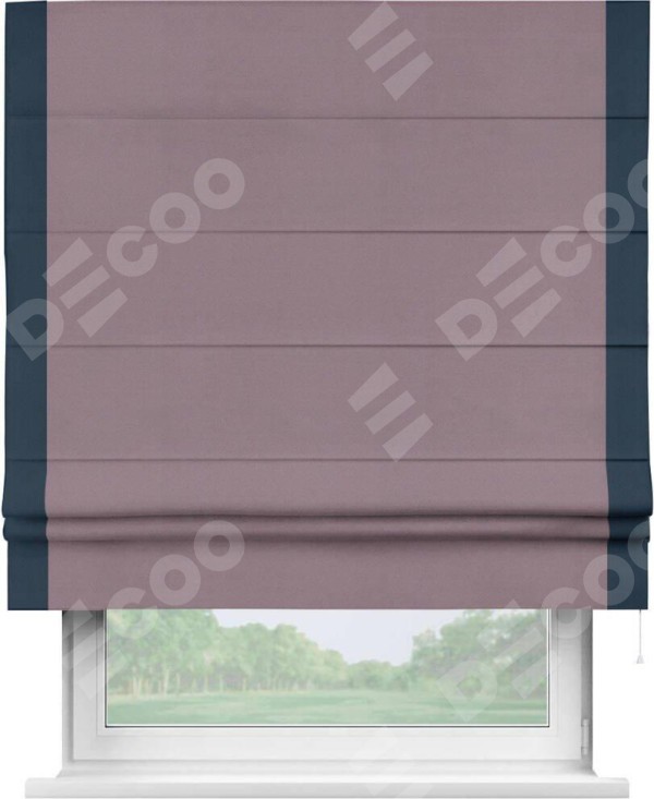 Римская штора «Кортин» с кантом Стрим Дуо, для проема, ткань блэкаут однотонный брусника