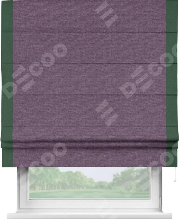 Римская штора «Кортин» с кантом Стрим Дуо, для проема, ткань лён димаут, брусника