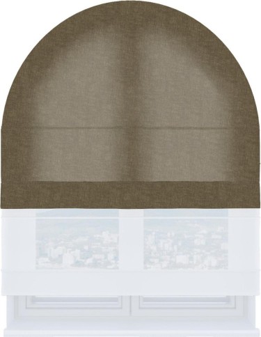 Римская штора «Кортин», канвас молочный шоколад, день-ночь для арочного проёма