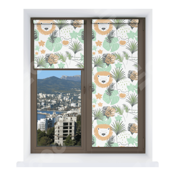 Рулонная штора Мини с принтом Животные из джунглей