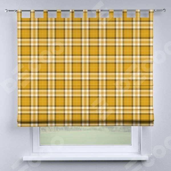 Римская штора на петлях «Желто-горчичная клетка»