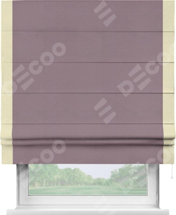 Римская штора «Кортин» с кантом Стрим Дуо, для проема, ткань блэкаут однотонный брусника