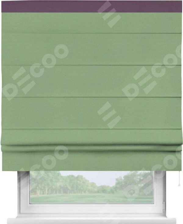 Римская штора «Кортин» с кантом Кинг, для проема, ткань блэкаут однотонный оливковый