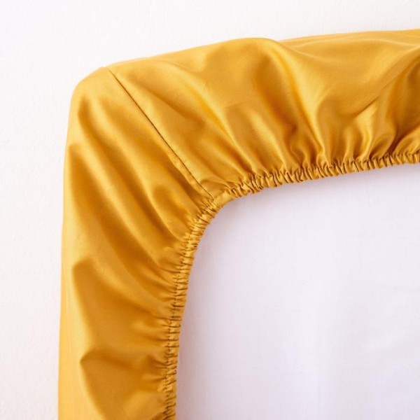 Простыня на резинке Этель 180*200*25 см, цв.горчичный, 100% хлопок, мако-сатин, 125 г/м²