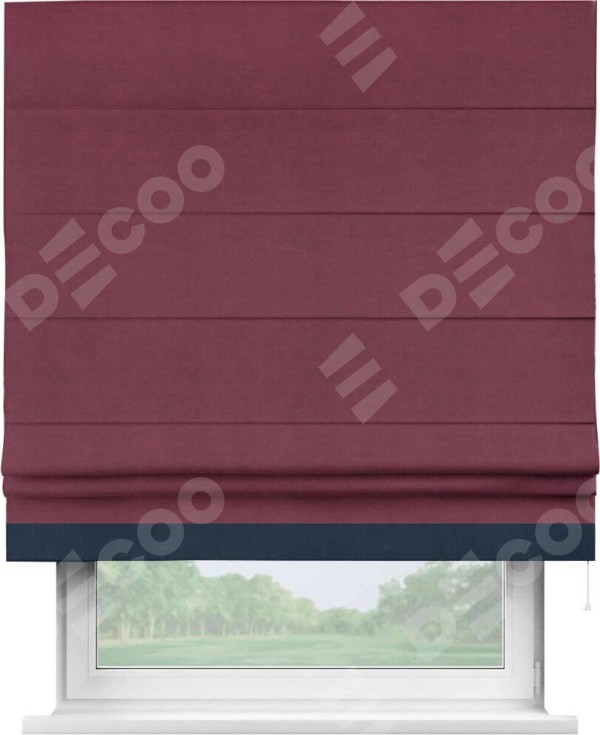 Римская штора «Кортин» с кантом Джестер, для проема, ткань вельвет бордовый