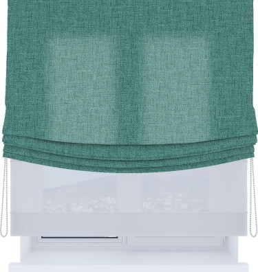 Римская штора «Кортин», день-ночь с мягкими складками, лён кашемир бирюзовый