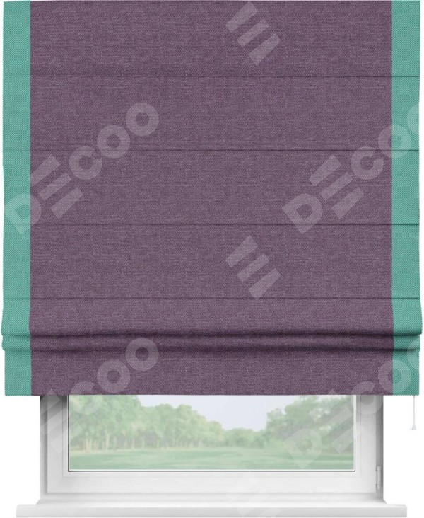 Римская штора «Кортин» с кантом Стрим Дуо, для проема, ткань лён димаут, брусника